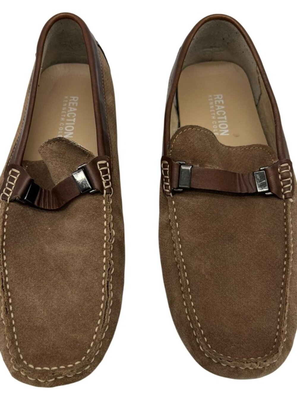 Kenneth Cole Mens Reaction Herd The Word Loafers Shoes 12M Brown Leather Slip On